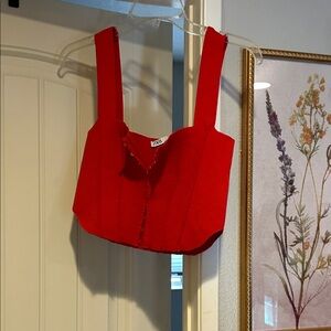 Zara Bright Red Cropped Bustier Top